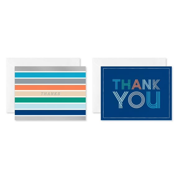 American Greetings Thank You Card Bundle, Stripes (2-Designs, 50-Count)