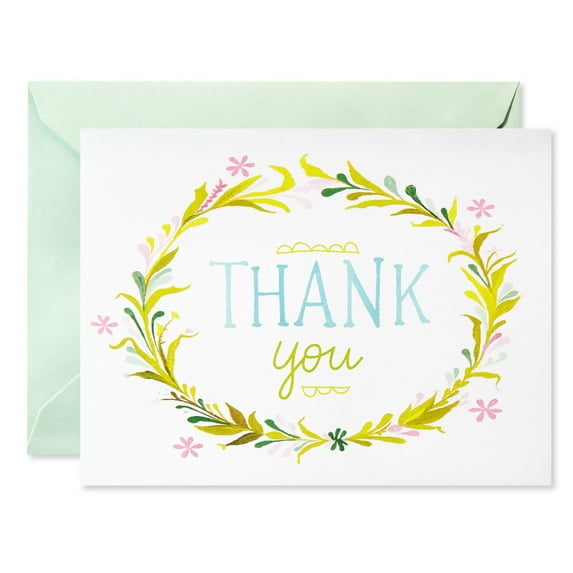 American Greetings Thank You Stationery with Envelopes, Floral Wreath (20-Count)