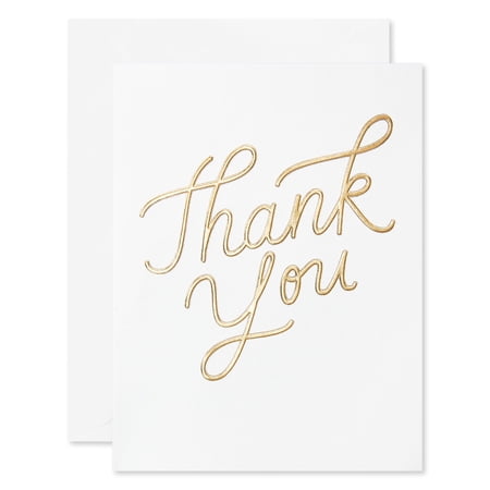 American Greetings Thank You Stationery with Envelopes, Gold Script on White (10-count)