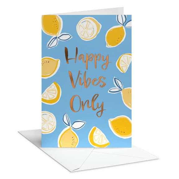 American Greetings Blank Thinking of You Card (Happy Vibes Only with Lemons)