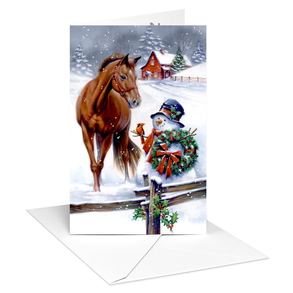 American Greetings Weihnachtskarten-Set – 12 Premium-Karten Mit Glitzer & Goldfolie, Wintermotiv
