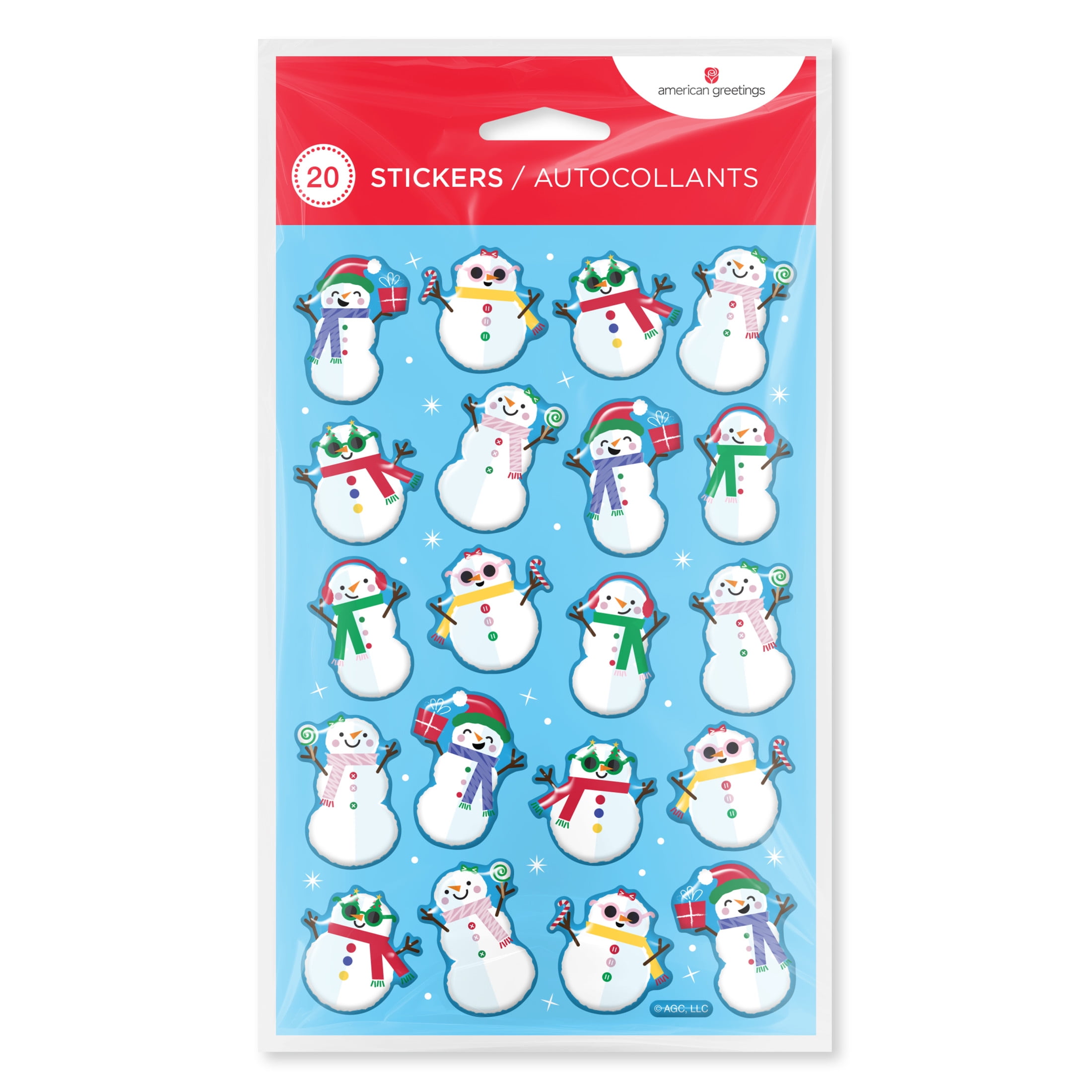 American Greetings Traditional Christmas 3D Puffy Stickers, Snowmen (1-Sheet, 20-Stickers)