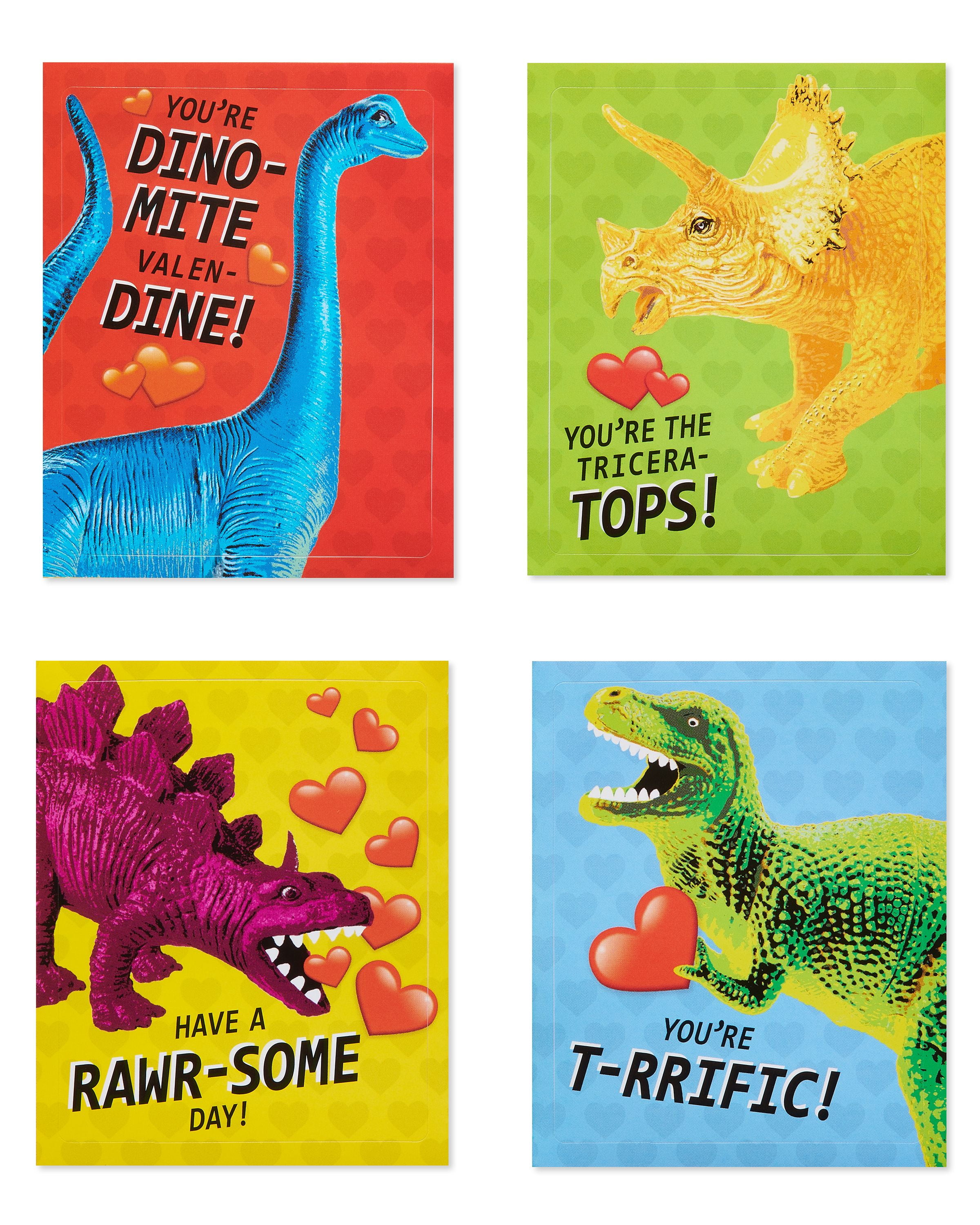American Greetings Valentine's Day Cards for Kids Classroom, Dinosaur Stickers (28-Count) - Walmart.com