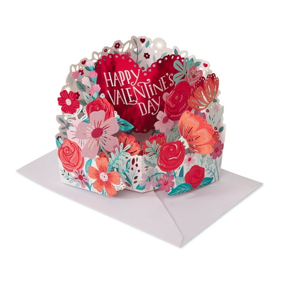 American Greetings Valentine's Day Pop-Up Card (Floral Heart Design)