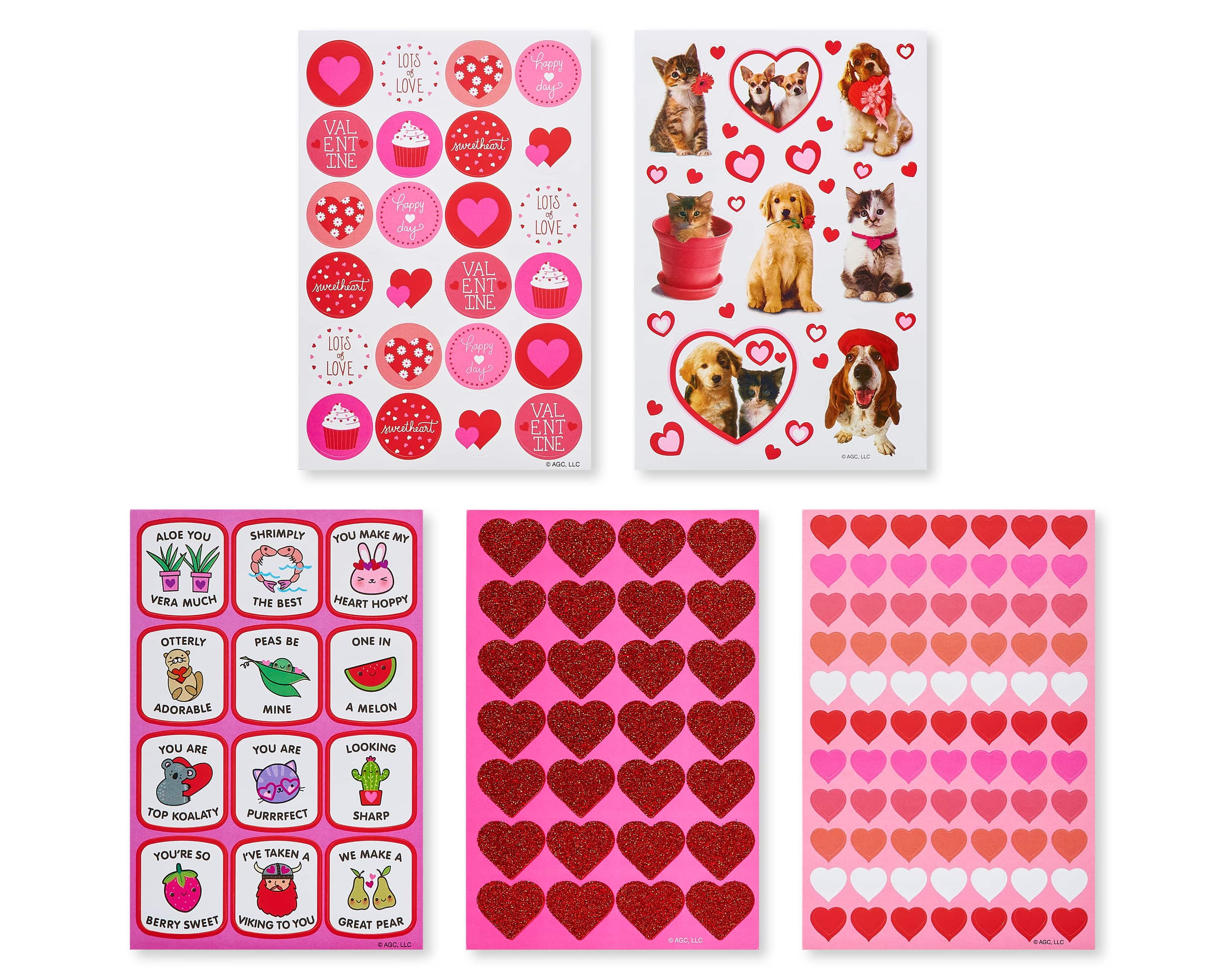 American Greetings Valentine's Day Stickers, Dogs and Hearts (688-Count)