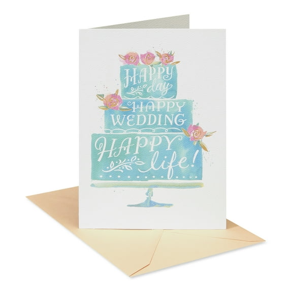 American Greetings Wedding Card for Bride and Groom (Watercolor Cake)