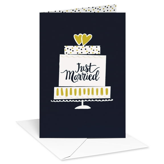 American Greetings Wedding Card for Bride and Groom (Cake on Stand with Hearts Topper)
