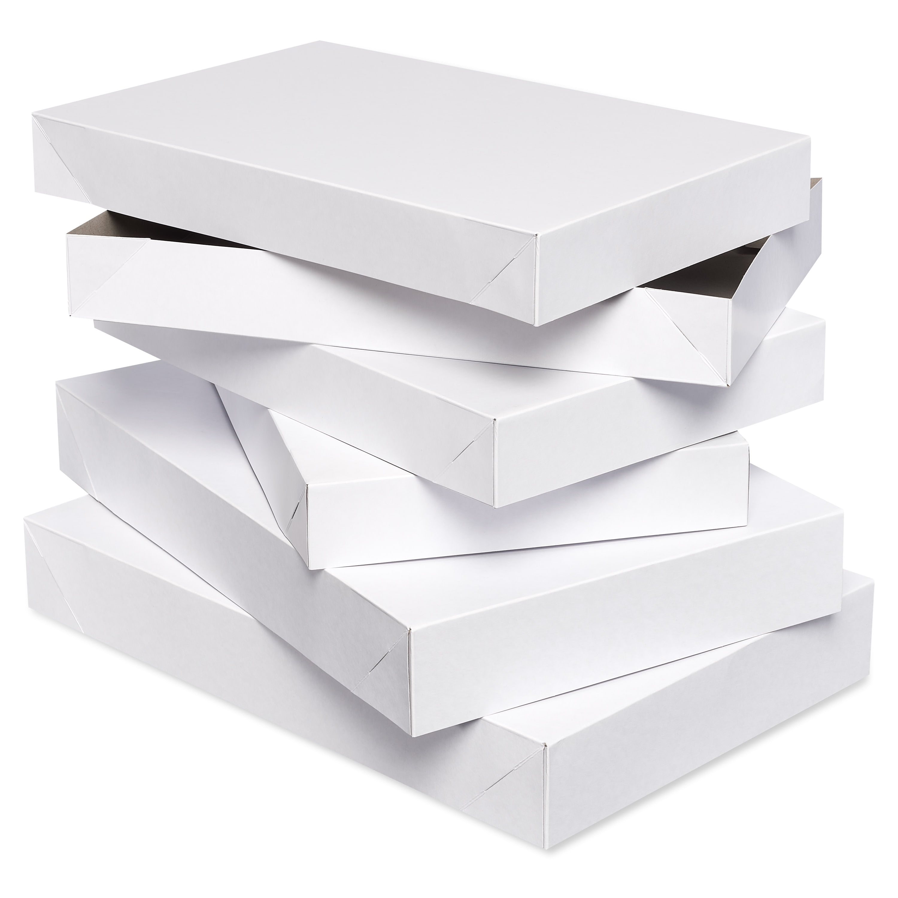 White Matte Paper Gift Boxes with Lids, Medium and Large (5-Pack)