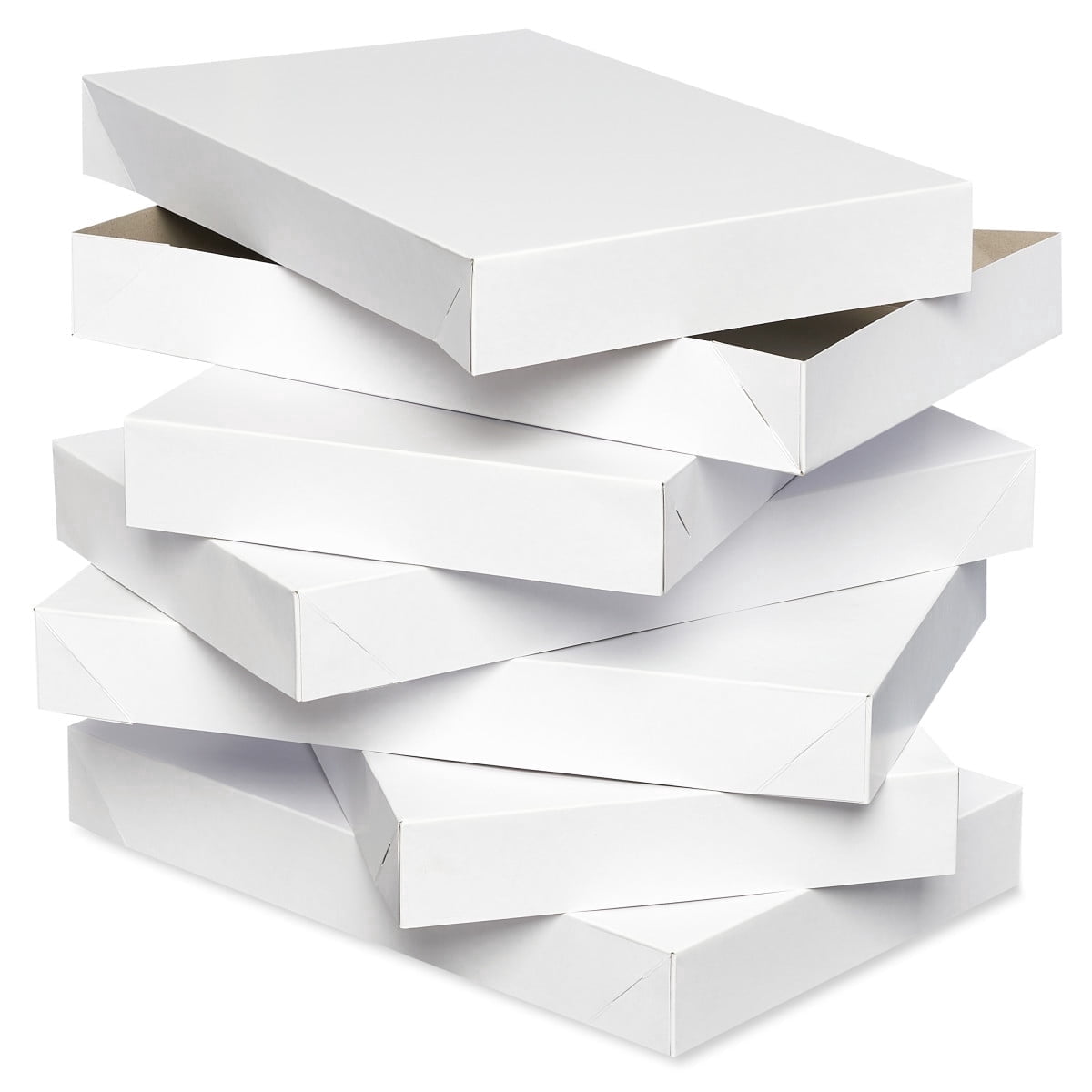 American Greetings Large White Shirt Boxes with Lids for All Holidays (6 Boxes, 14.75'' x 9.5'')