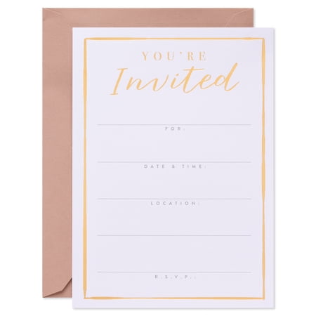 American Grettings Wedding Invitations with Envelopes, White and Gold (25-Count)