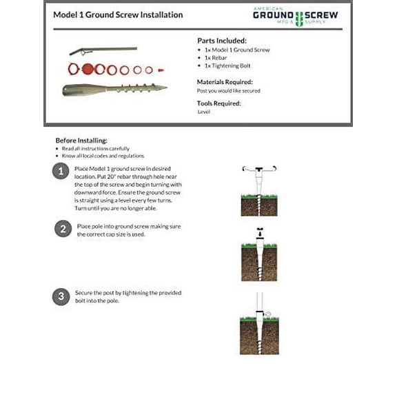 American Ground Screw Model 1 with Cap - Quick and Easy Pole Mounting System