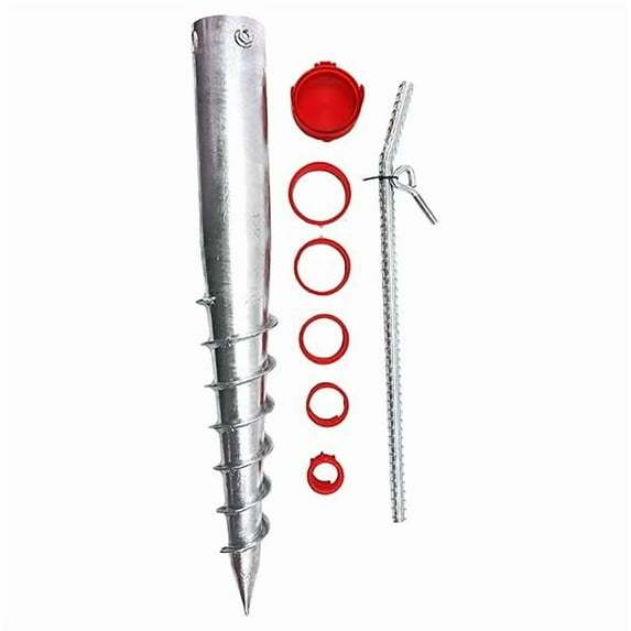 American Ground Screw Model 2 Premium No Dig Ground Anchor - Post & Flag Pole Base Ground Mount - Screw in Post Stake, 22" Inch Long, (Fits Round Poles 1” - 2 3/8") Replacement Fence Post Anchor DIY