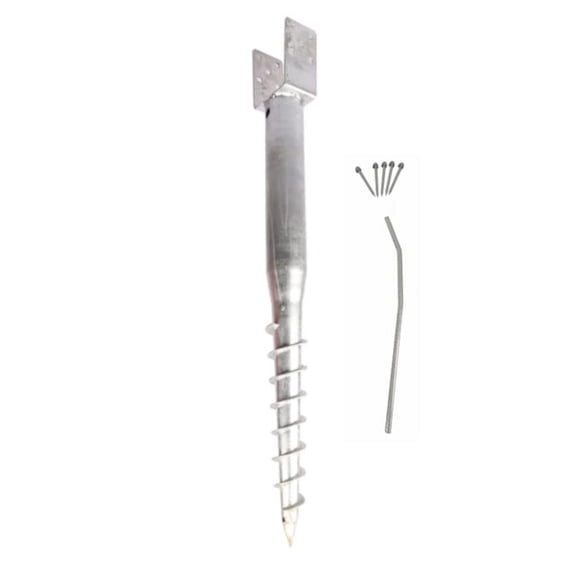 American Ground Screw U-Model - Easy-Install No-Dig Ground Anchor for Standard 4x4 Posts (Actual 3.5"x3.5") - Durable 27" Screw-in Stake for Mounting Wooden Posts