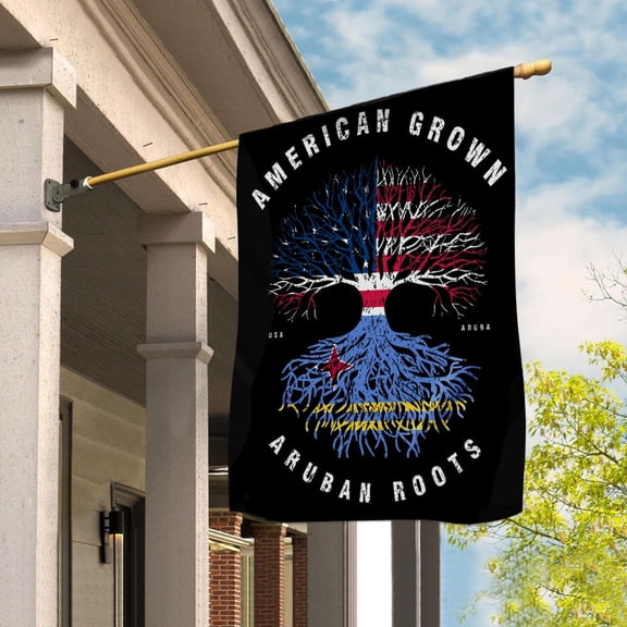 American Grown Aruban Roots House Flag, Double-Sided Outdoor Yard Decor 29.5 x 39.5 Inch