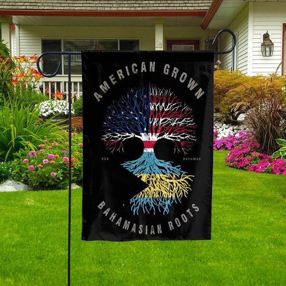 American Grown Bahamasian Roots Bahamas Flag Souvenir friendship Proud Garden Flag, Double-Sided Decorative Outdoor Flag, Patriotic Polyester Yard Flag 12 x 18 in