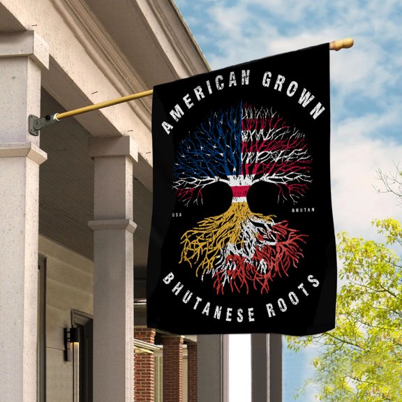 American Grown Bhutanese Roots Bhutan Flag Souvenir friendship Proud House Flag (29.5x39.5) Double Sided-USA Flags Premium Polyester-Decorative Indoor Outdoor Flag