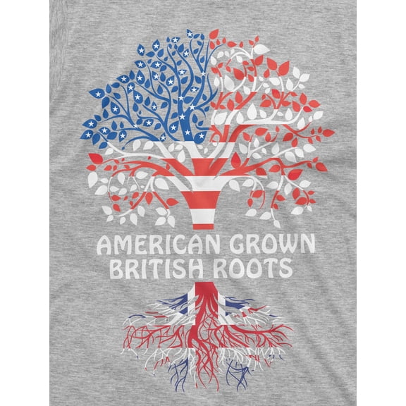 American Grown British Roots Shirt British UK Patriotic Shirt British Gifts United Kingdom Tee (Small Grey)