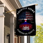 American Grown Cambodian Roots Cambodia Flag Souvenir friendship Proud House Flag, Double-Sided Decorative Outdoor Flag, Patriotic Polyester Yard Flag 29.5 x 39.5 in