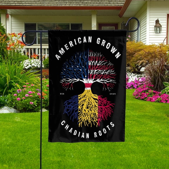 American Grown Chadian Roots Chad Flag Souvenir friendship Proud Garden Flag (11.5x17.5) Double Sided-USA Flags Premium Polyester-Decorative Indoor Outdoor Flag