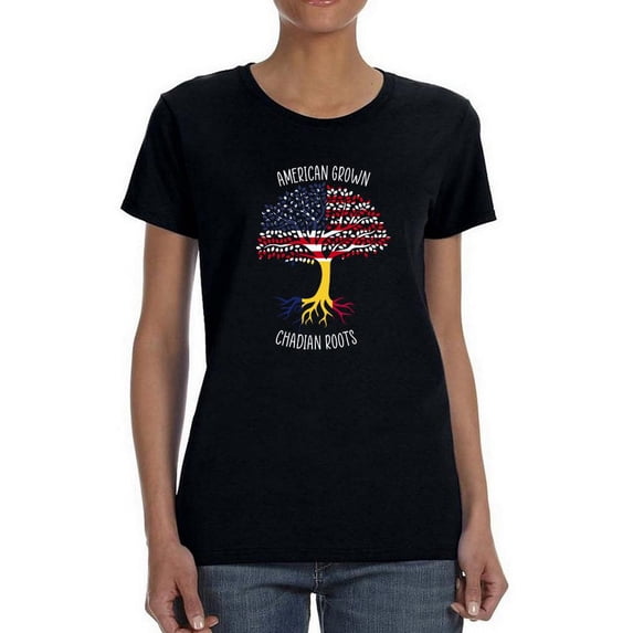 American Grown Chadian Roots T-Shirt Women -Smartprints Designs, Female Small