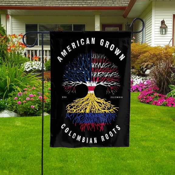 American Grown Colombian Roots Colombia Flag Souvenir friendship Proud Garden Flag, Double-Sided Decorative Outdoor Flag, Patriotic Polyester Yard Flag 12 x 18 in