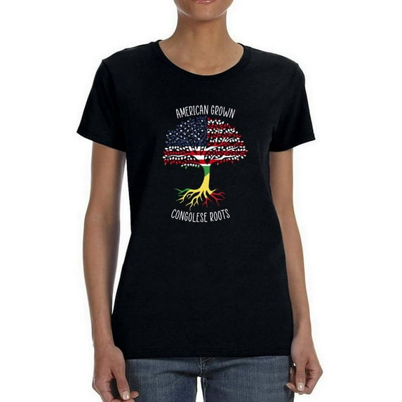 American Grown Congolese Roots T-Shirt Women -Smartprints Designs, Female x-Large