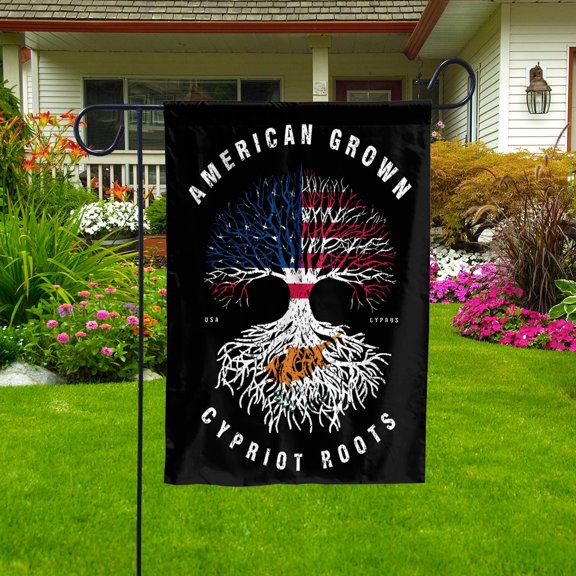 American Grown Cypriot Roots Cyprus Flag Souvenir friendship Proud Garden Flag, Double-Sided Decorative Outdoor Flag, Patriotic Polyester Yard Flag 12 x 18 Inch