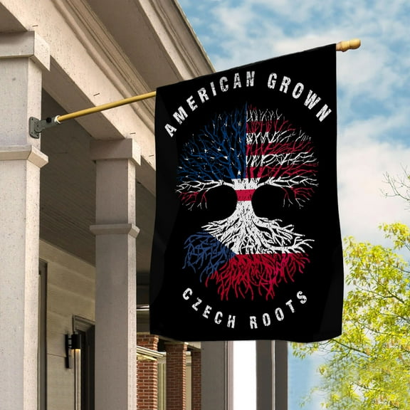American Grown Czech Roots Czech Republic Flag Souvenir friendship Proud House Flag (29.5x39.5) Double Sided-USA Flags Premium Polyester-Decorative Indoor Outdoor Flag