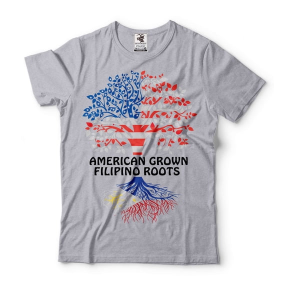 American Grown Filipino Roots Shirt Filipino Gifts Filipino Shirts Philippines USA Shirts (Small Grey)