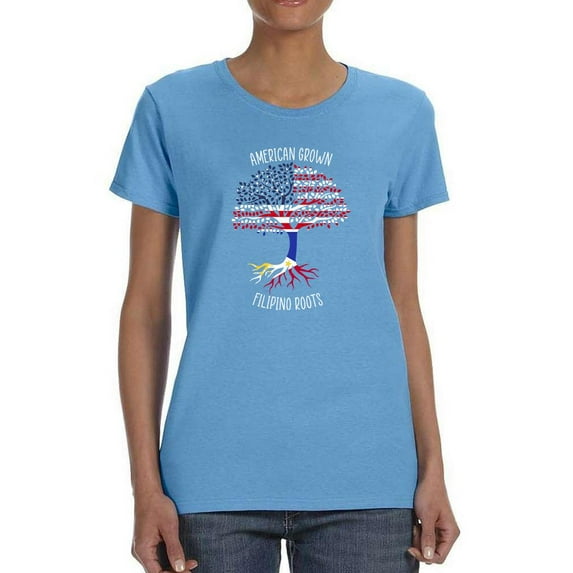 American Grown Filipino Roots T-Shirt Women -Smartprints Designs, Female XX-Large