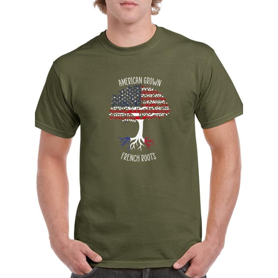 American Grown French Roots T-Shirt Men -Smartprints Designs, Male 4X-Large