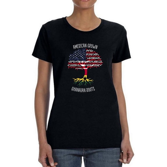 American Grown Ghanaian Roots T-Shirt Women -Smartprints Designs, Female XX-Large