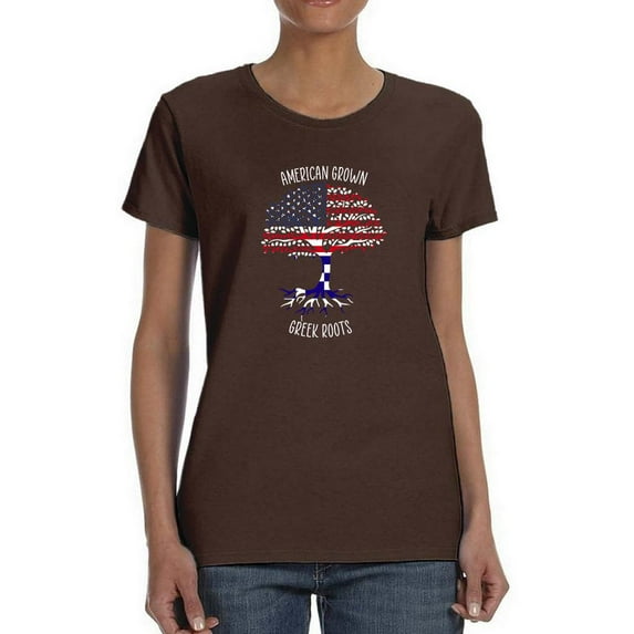 American Grown Greek Roots T-Shirt Women -Smartprints Designs, Female Small