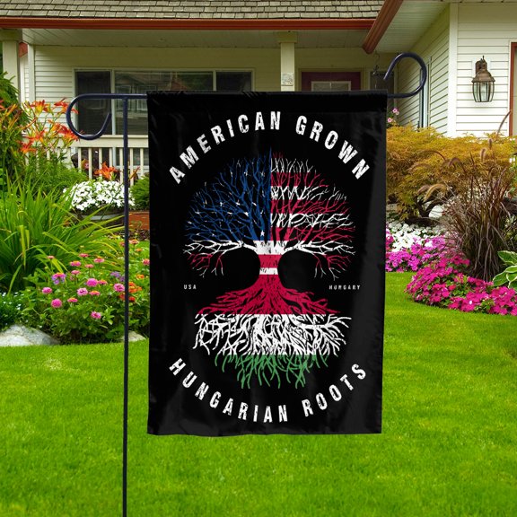 American Grown Hungarian Roots Hungary Flag Souvenir friendship Proud Garden Flag (11.5x17.5) Double Sided-USA Flags Premium Polyester-Decorative Indoor Outdoor Flag
