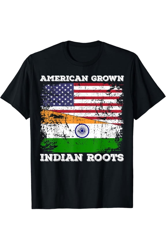 American Grown Indian Roots India & USA Flag Indian Blood T-Shirt mens t shirt，black，women，funny，misfits，men，journey