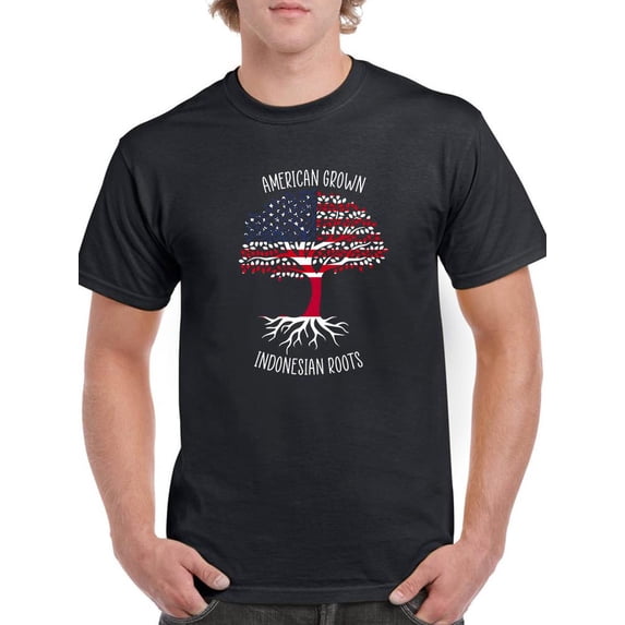American Grown Indonesian Roots T-Shirt Men -Smartprints Designs, Male 3X-Large