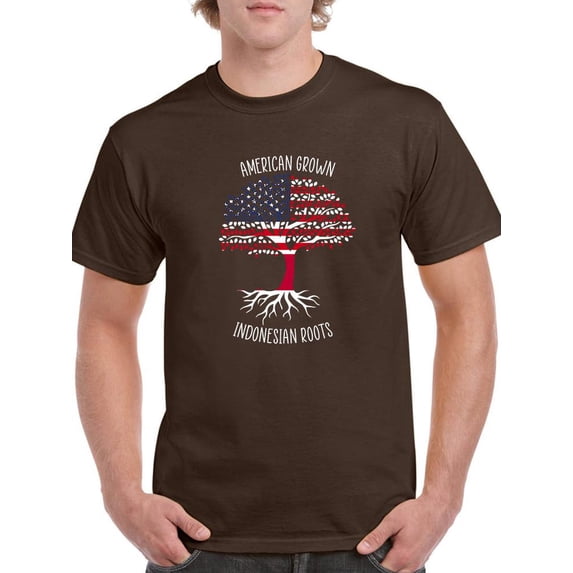 American Grown Indonesian Roots T-Shirt Men -Smartprints Designs, Male 5X-Large