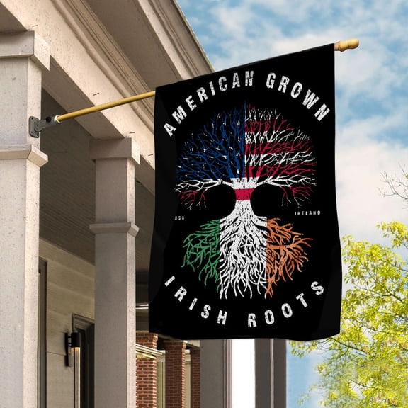American Grown Irish Roots Ireland Flag Souvenir friendship Proud House Flag, Double-Sided Decorative Outdoor Flag, Polyester Yard Flag 29.5 x 39.5 in