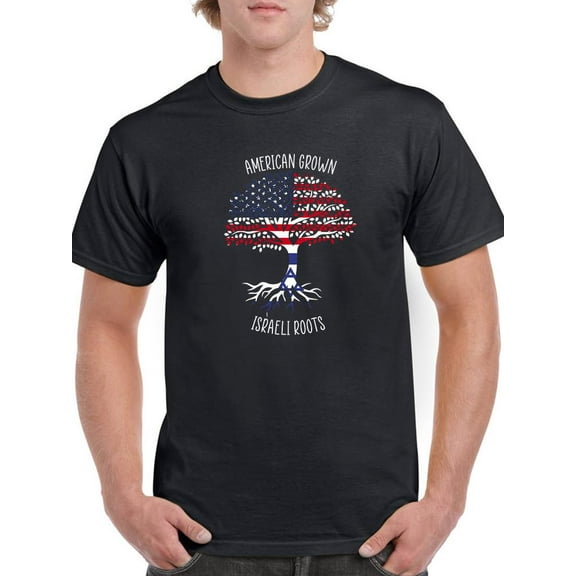 American Grown Israeli Roots T-Shirt Men -Smartprints Designs, Male Small