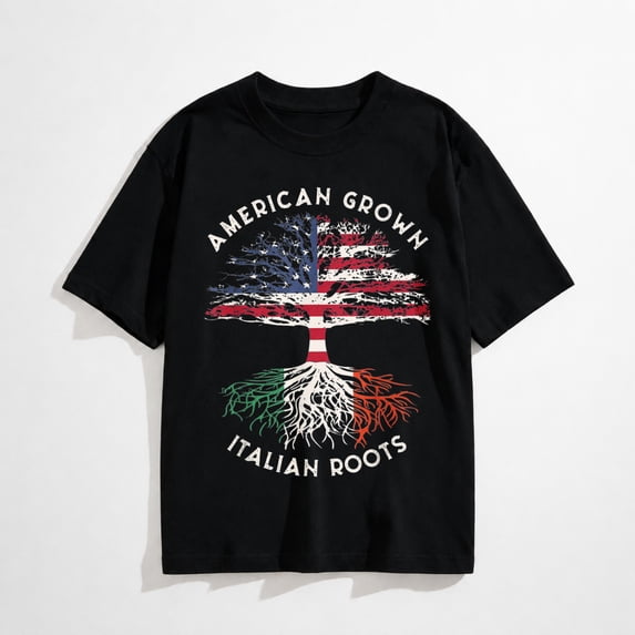 American Grown Italian Roots Family Tree Italy Flag Italian T-Shirt