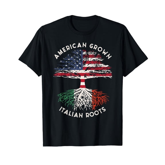 American Grown Italian Roots Family Tree Italy Flag Italian T-Shirt