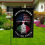 American Grown Italian Roots Italy Garden Flag, Double-Sided Outdoor Yard Decor 11.5 x 17.5 Inch