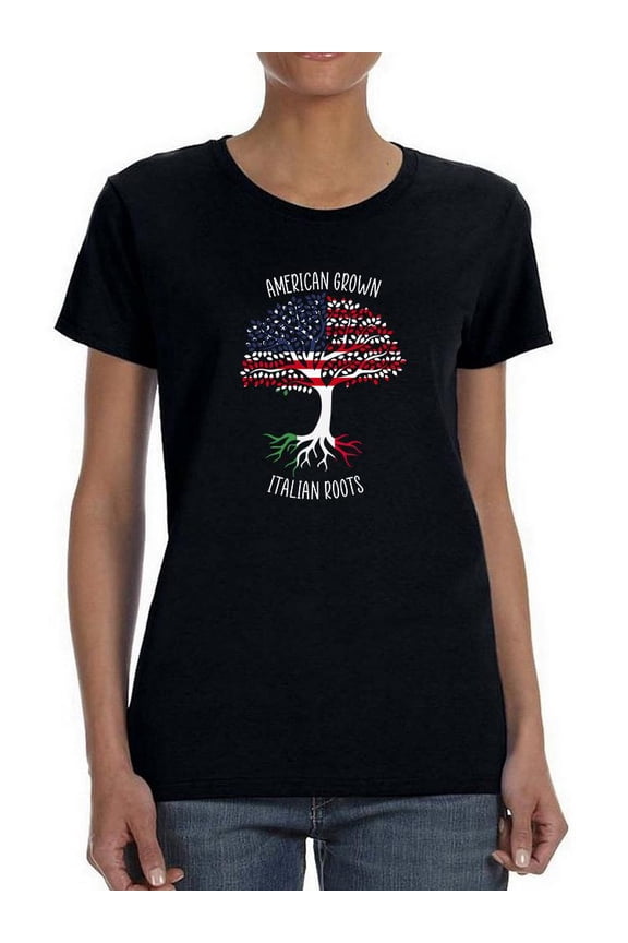 American Grown Italian Roots T-Shirt Women -Smartprints Designs, Female Large