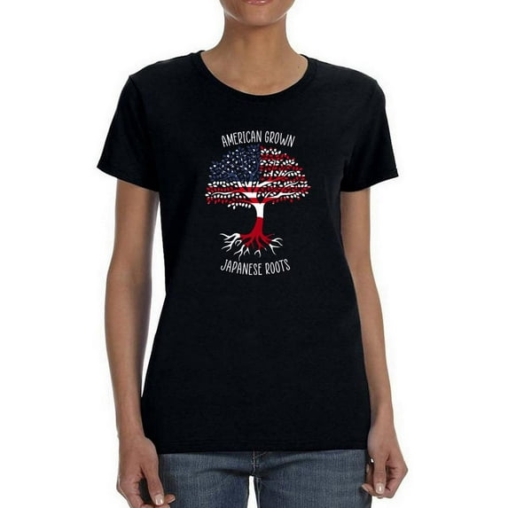 American Grown Japanese Roots T-Shirt Women -Smartprints Designs, Female Small
