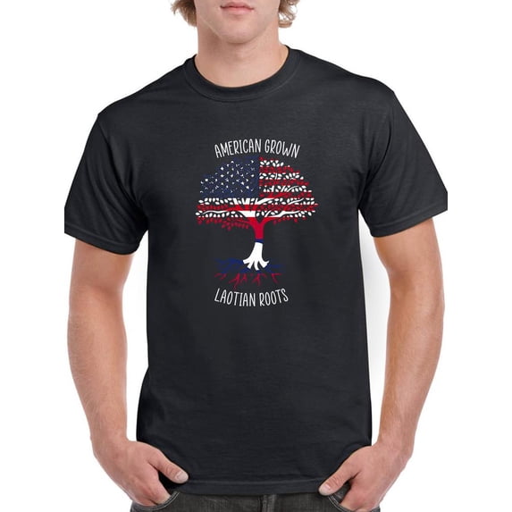 American Grown Laotian Roots T-Shirt Men -Smartprints Designs, Male 5X-Large