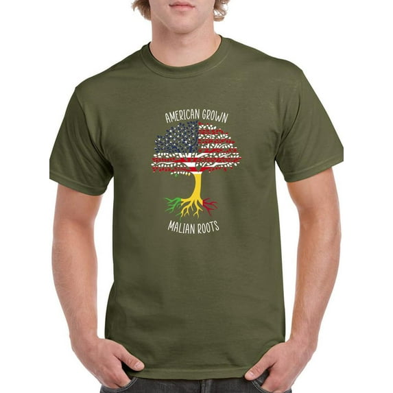 American Grown Malian Roots T-Shirt Men -Smartprints Designs, Male Small