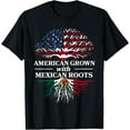 thumbnail image 1 of American Grown Mexican Roots Mexico Country Lover Proud Us T-Shirt Tops Tee, 1 of 4