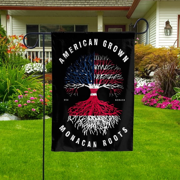 American Grown Monacan Roots Monaco Flag Souvenir friendship Proud Garden Flag (11.5x17.5) Double Sided-USA Flags Premium Polyester-Decorative Indoor Outdoor Flag