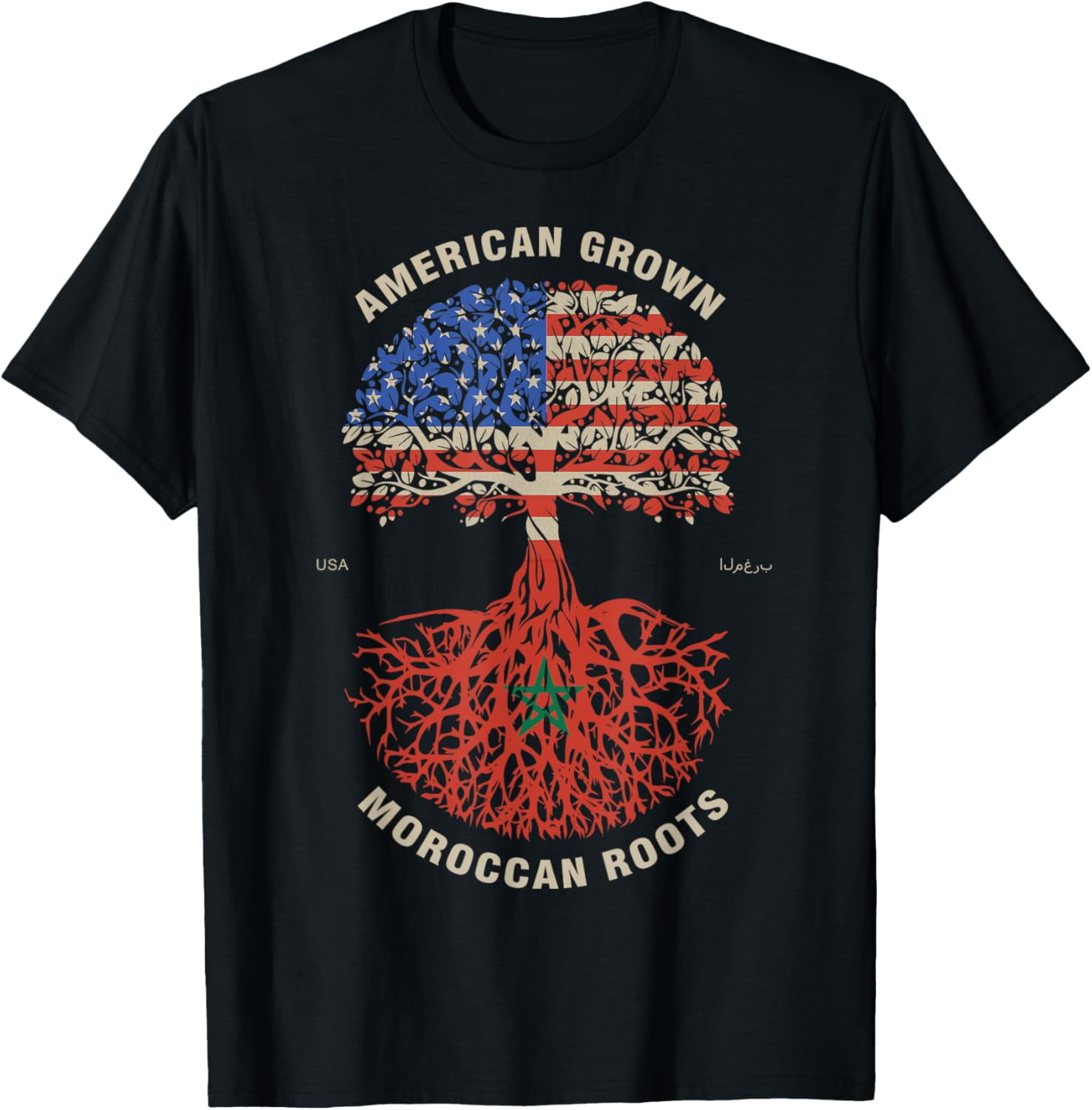 American Grown Moroccan Roots Morocco Flag T-ShirtMen's and women's ...