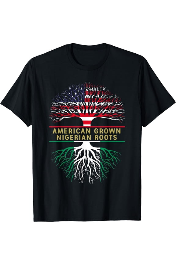 American Grown Nigerian Roots America Nigeria Tree Flag T-Shirt Unisex T-Shirt